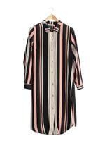 Vêtements hijab POUDRE T 4410 Merry Rosa Şeritli Uzun Tunik