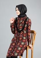 Vêtements hijab ROUGE BORDEAUX T 4477 Merry Rosa Şallı Tunik