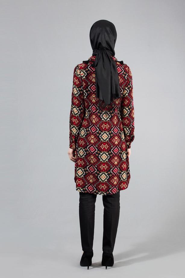 Vêtements hijab  T 4477 Merry Rosa Şallı Tunik - TRENDTESETTÜR
