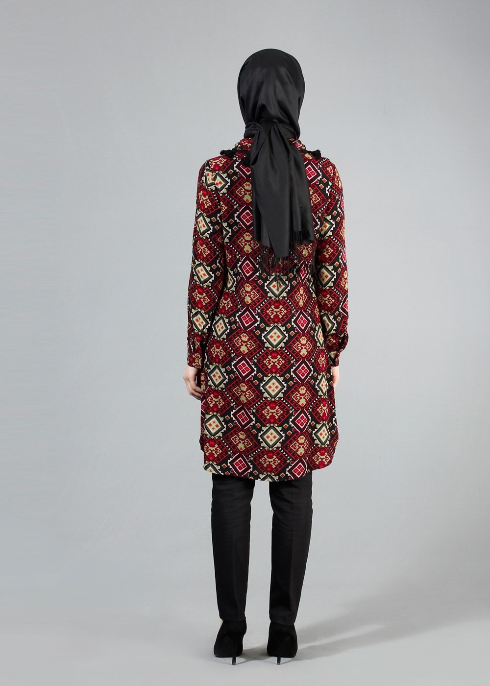 Vêtements hijab ROUGE BORDEAUX T 4477 Merry Rosa Şallı Tunik