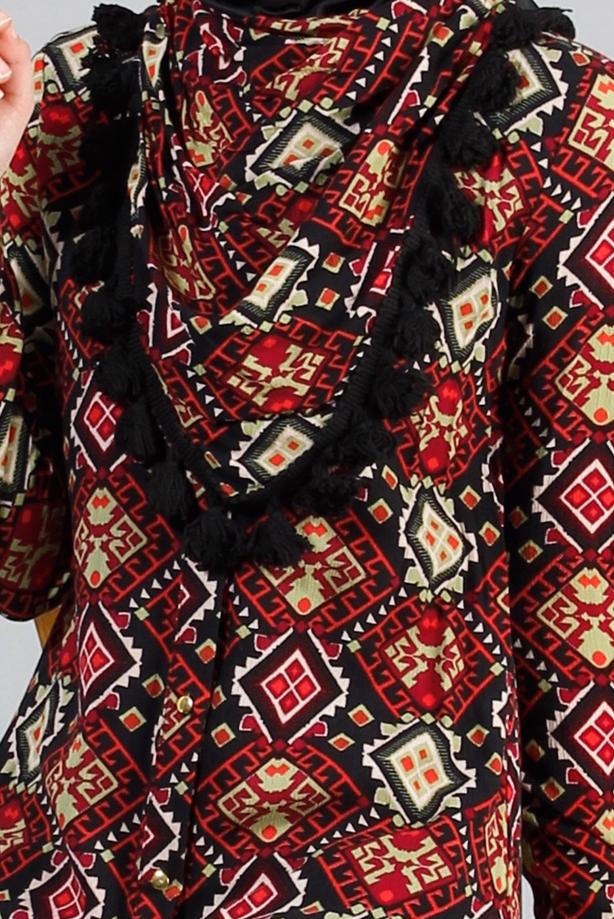 Vêtements hijab  T 4477 Merry Rosa Şallı Tunik - TRENDTESETTÜR