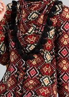 Tesettür giyim BORDO T 4477 Merry Rosa Şallı Tunik