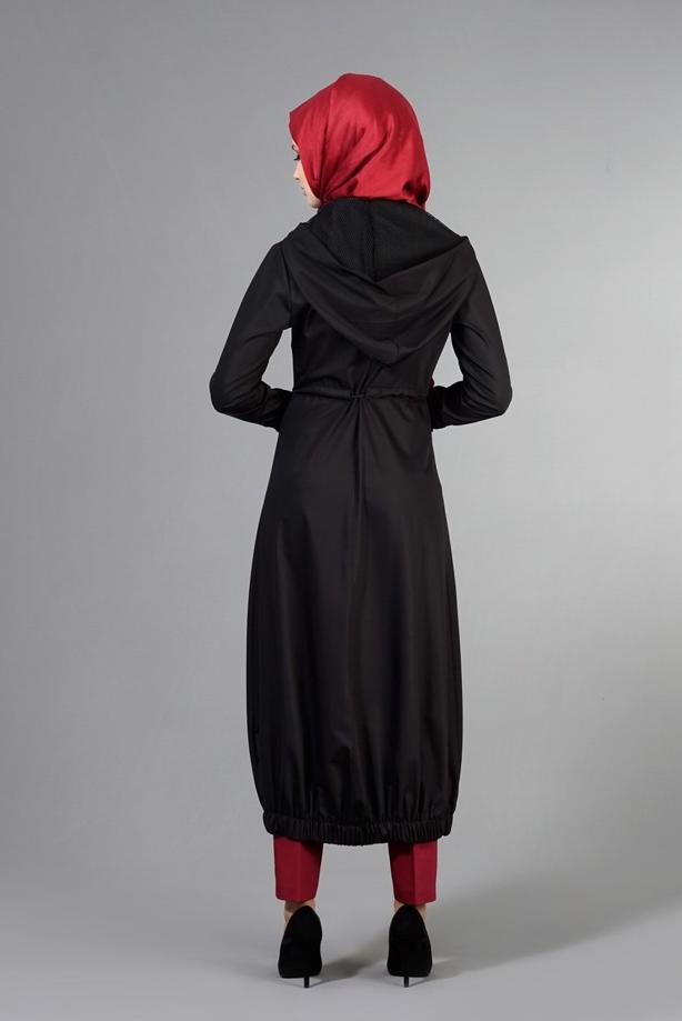 Tesettür giyim  T 266 Mısra Kapşonlu Garnili Tunik - TRENDTESETTÜR