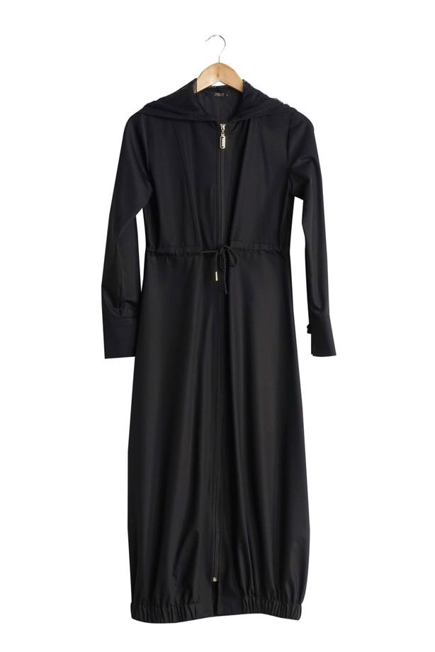 Vêtements hijab  T 266 Mısra Kapşonlu Garnili Tunik - TRENDTESETTÜR