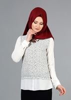 Tesettür giyim SİYAH T 544 Mısra Garnili Yakalı Bluz