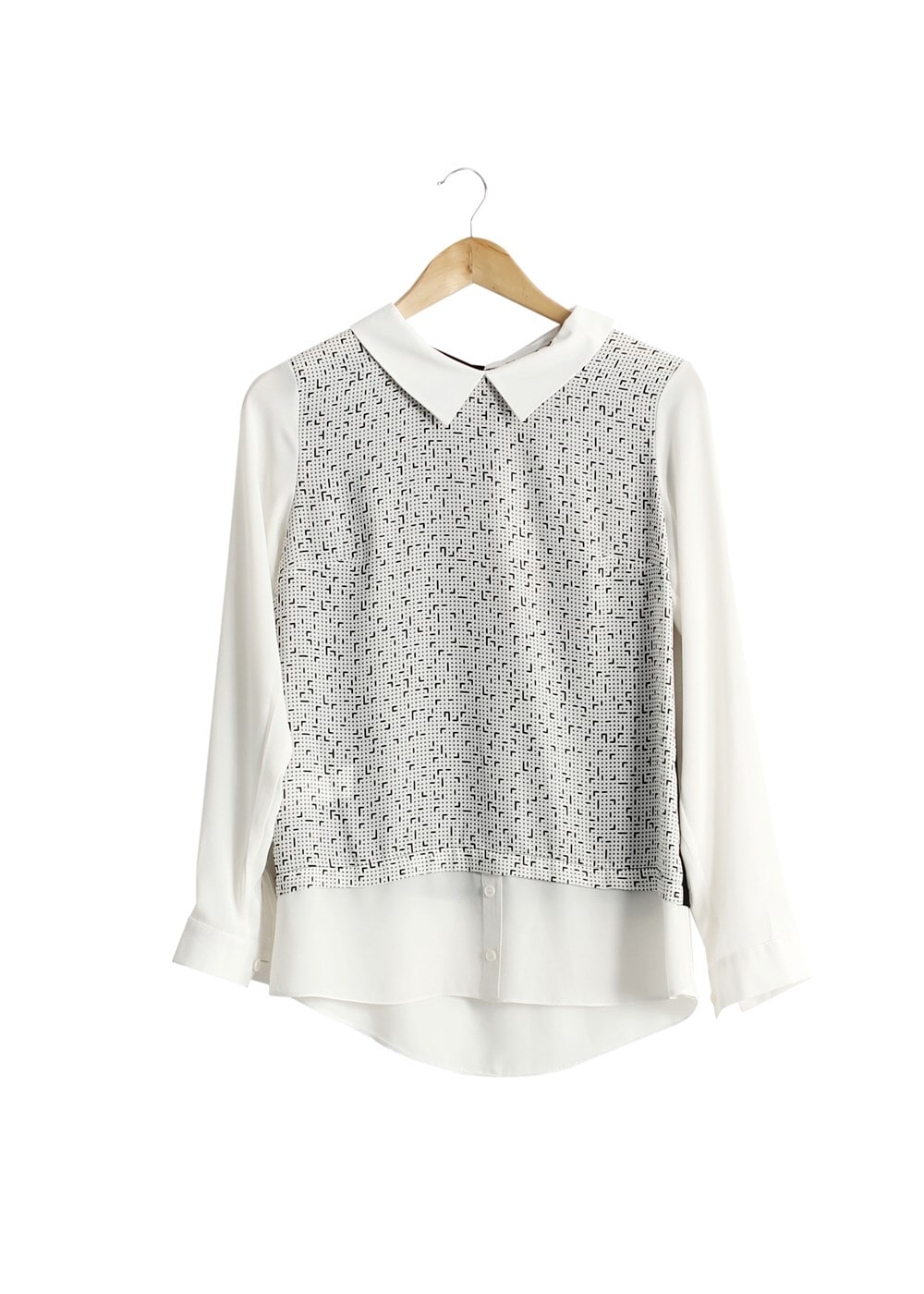 Tesettür giyim SİYAH T 544 Mısra Garnili Yakalı Bluz