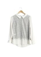 Tesettür giyim SİYAH T 544 Mısra Garnili Yakalı Bluz