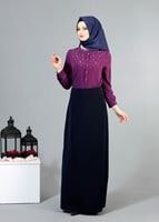 Tesettür giyim MÜRDÜM T 867 Mısra Hakim Yaka İnci Aksesuarlı Bluz