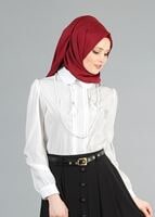 Tesettür giyim EKRU Dantelli Bağcıklı Bluz 926 