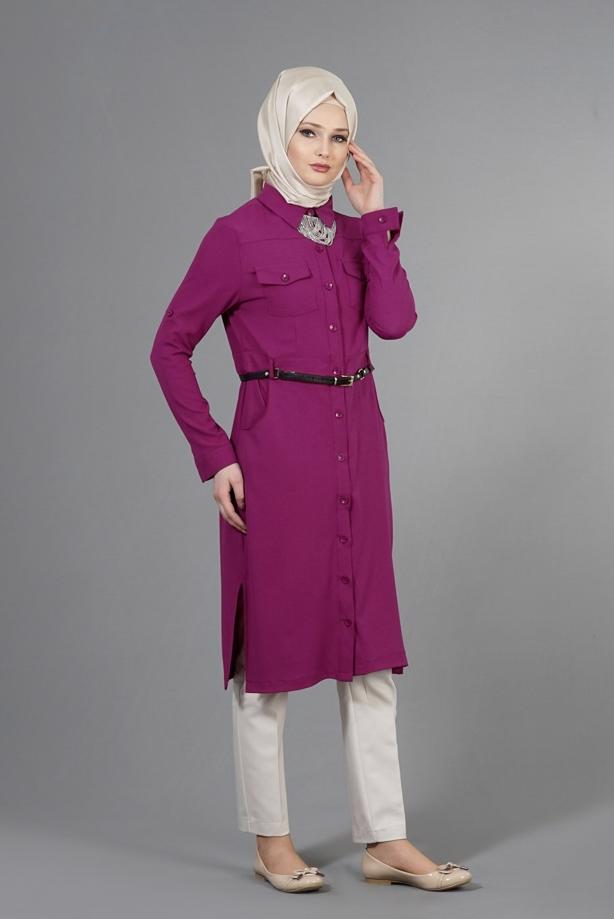 Vêtements hijab  T 998 Mısra Cepli Kemerli Tunik - TRENDTESETTÜR