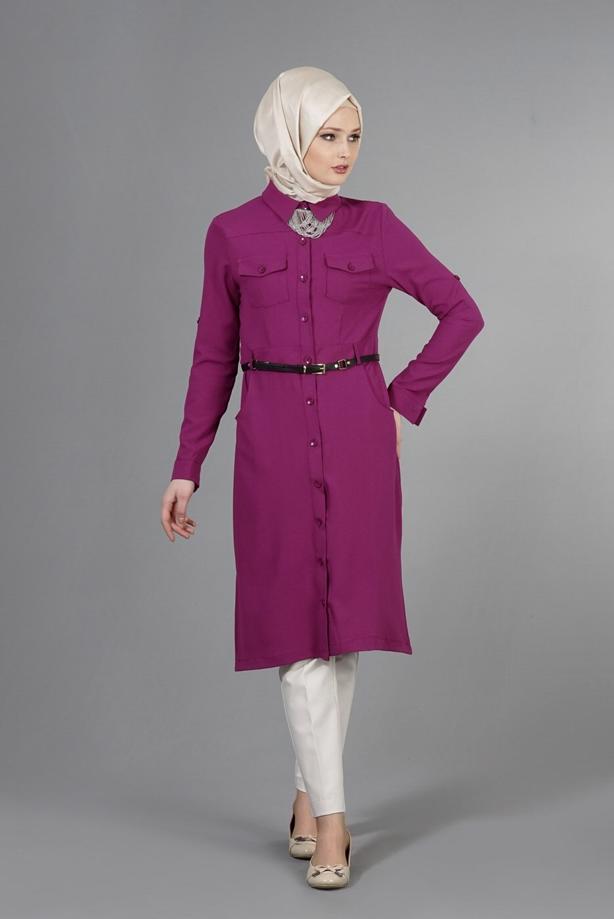 Vêtements hijab  T 998 Mısra Cepli Kemerli Tunik - TRENDTESETTÜR