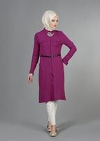 Vêtements hijab PRUNE T 998 Mısra Cepli Kemerli Tunik