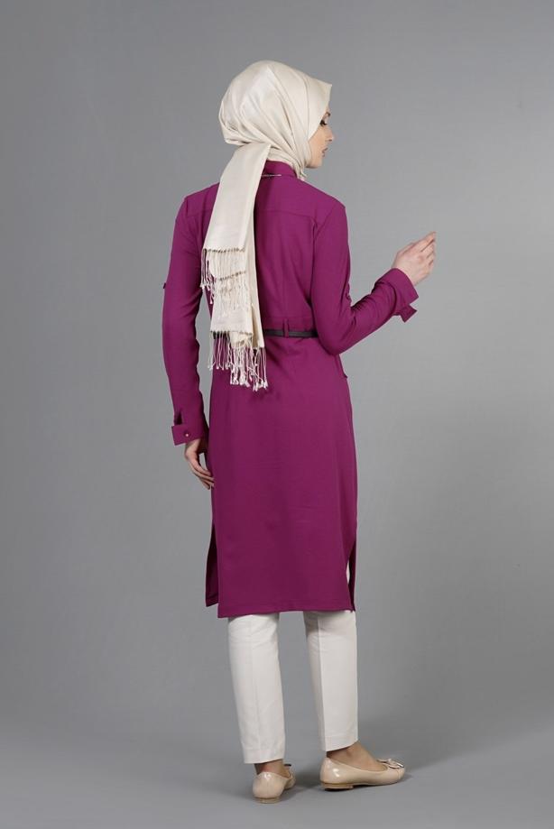Vêtements hijab  T 998 Mısra Cepli Kemerli Tunik - TRENDTESETTÜR