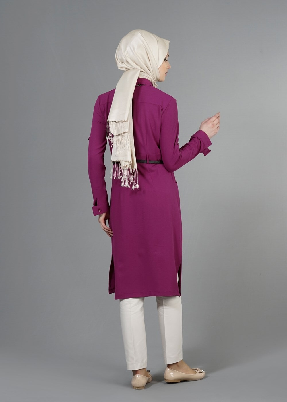 Vêtements hijab PRUNE T 998 Mısra Cepli Kemerli Tunik