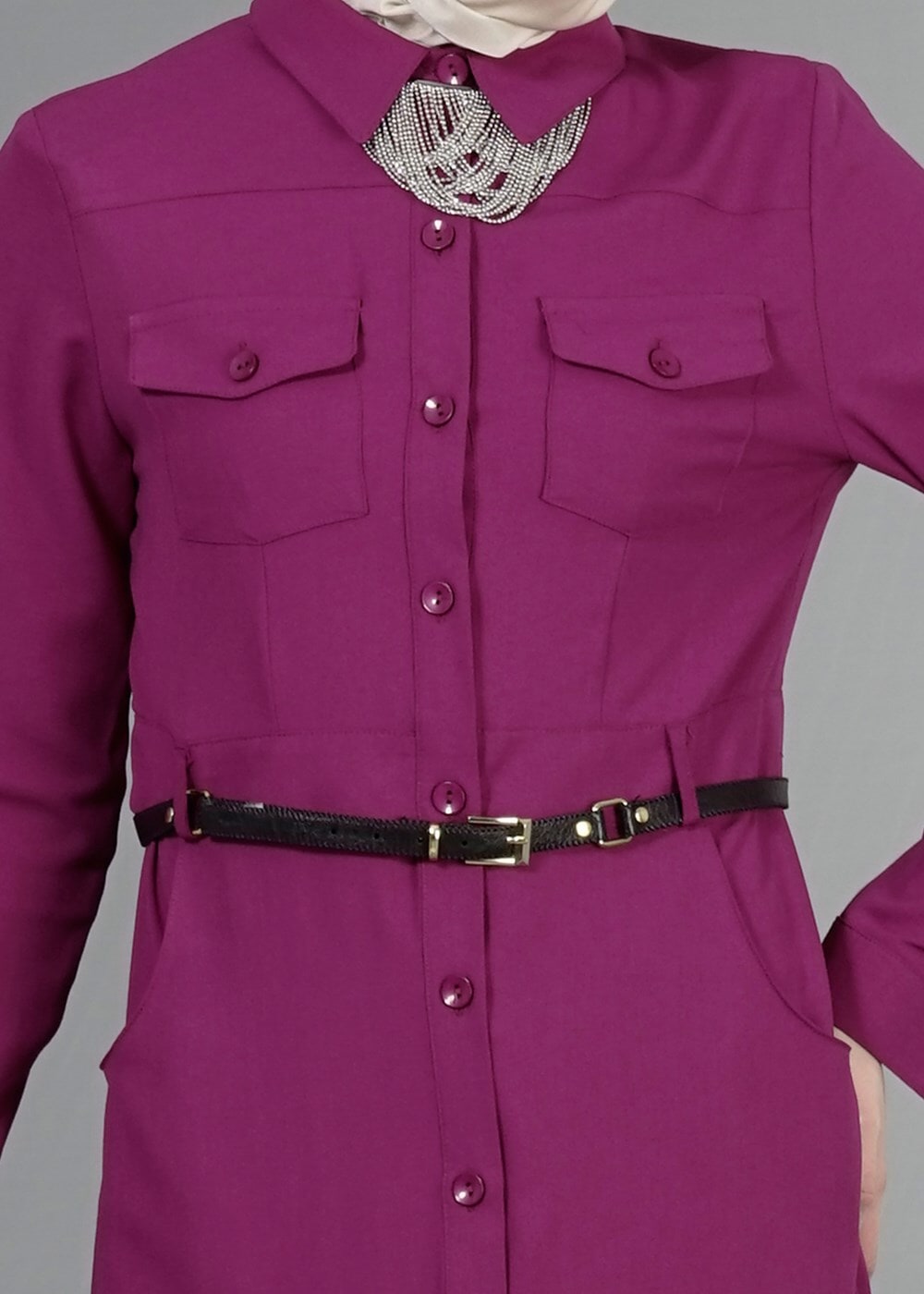 Vêtements hijab PRUNE T 998 Mısra Cepli Kemerli Tunik