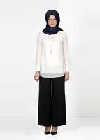 Tesettür giyim SİYAH T 4422 Mısra Yüksek Bel Bol Paça Pantolon