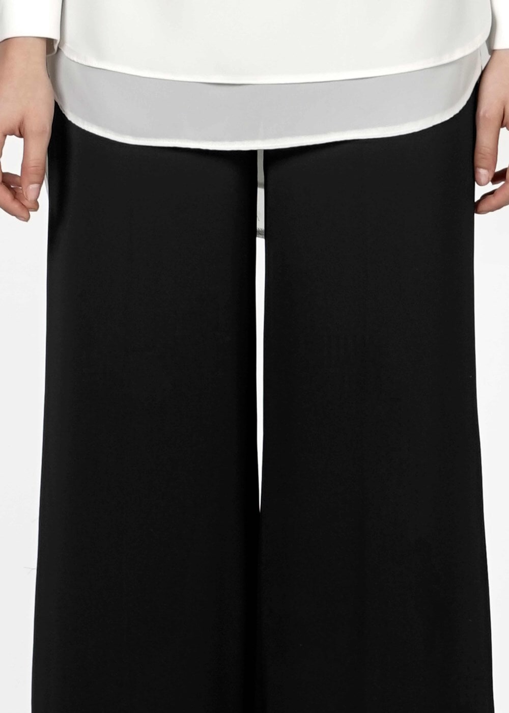 Tesettür giyim SİYAH T 4422 Mısra Yüksek Bel Bol Paça Pantolon