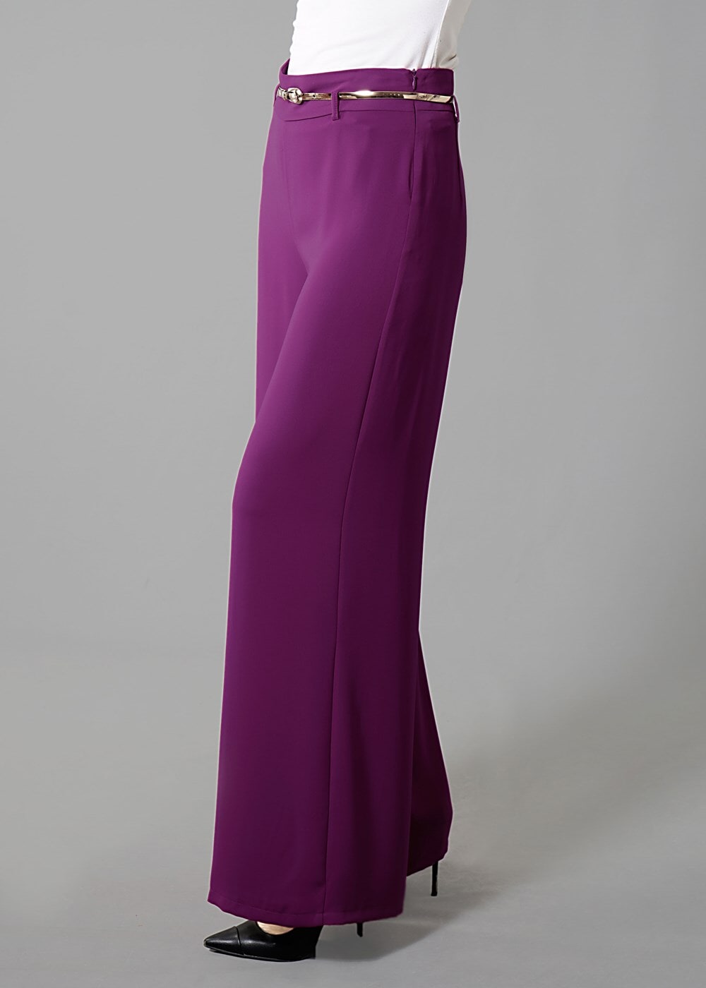 Tesettür giyim FUŞYA T 4422 Mısra Yüksek Bel Bol Paça Pantolon