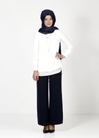 Tesettür giyim LACİVERT T 4422 Mısra Yüksek Bel Bol Paça Pantolon