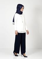 Tesettür giyim LACİVERT T 4422 Mısra Yüksek Bel Bol Paça Pantolon