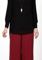 Tesettür giyim BORDO T 4422 Mısra Yüksek Bel Bol Paça Pantolon