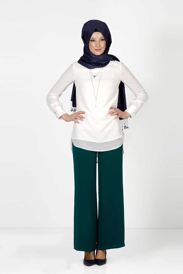 Hijab-Kleidung  T 4422 Mısra Yüksek Bel Bol Paça Pantolon - TRENDTESETTÜR