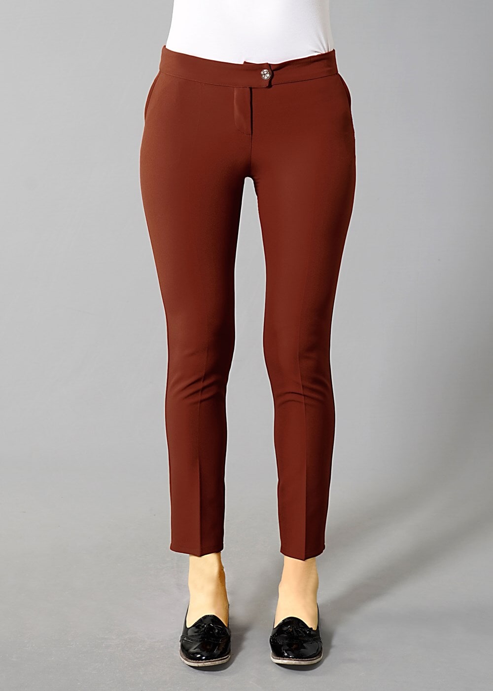 Tesettür giyim KAHVE T 4461 Mısra Cepli Dar Pantolon