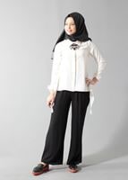 Tesettür giyim SİYAH T 4510 Mısra Cep Detaylı Bol Kesim Pantolon