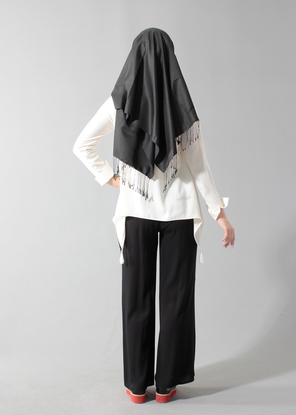 Tesettür giyim SİYAH T 4510 Mısra Cep Detaylı Bol Kesim Pantolon