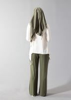 Tesettür giyim HAKİ T 4510 Mısra Cep Detaylı Bol Kesim Pantolon