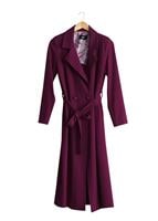 Tesettür giyim MÜRDÜM T 6605 Mısra Çift Düğmeli Uzun Trench