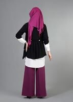 Tesettür giyim SİYAH T 6670 Mısra Çift Volanlı Ceket