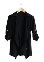 Tesettür giyim SİYAH T 6670 Mısra Çift Volanlı Ceket