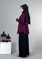 Tesettür giyim MÜRDÜM T 6670 Mısra Çift Volanlı Ceket