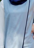 Tesettür giyim MAVİ T 7475 Mısra Biyeli Kolsuz Yelek