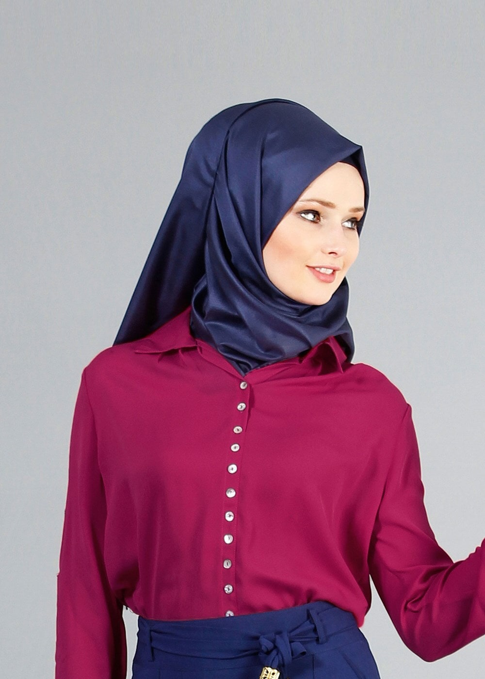 Tesettür giyim FUŞYA T 8002 Mısra Pileli Bluz