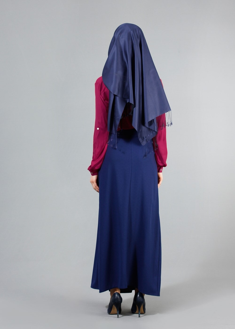 Tesettür giyim FUŞYA T 8002 Mısra Pileli Bluz