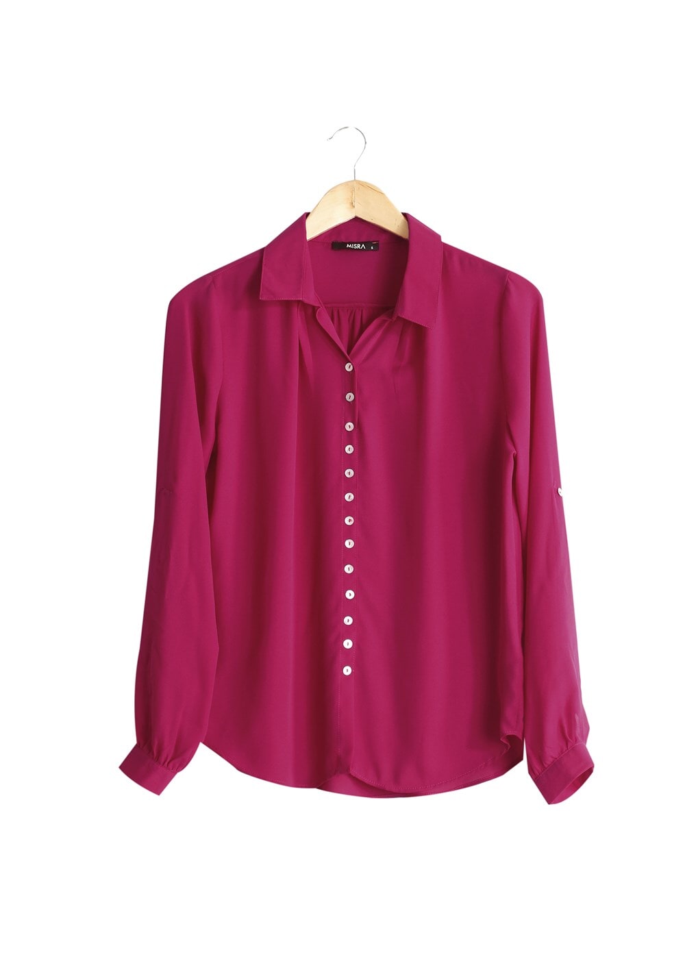 Tesettür giyim FUŞYA T 8002 Mısra Pileli Bluz