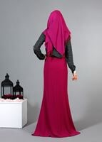 Tesettür giyim SİYAH T 8005 Mısra V Yaka Garnili Bluz