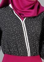 Tesettür giyim SİYAH T 8005 Mısra V Yaka Garnili Bluz