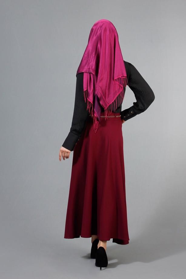 Tesettür giyim  T 8014 Mısra Kolu Pliseli Bluz - TRENDTESETTÜR