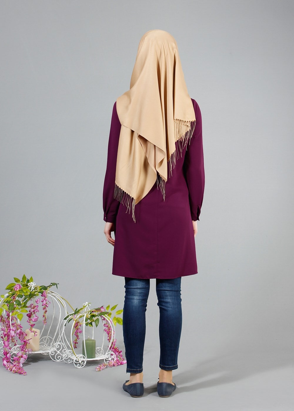 Tesettür giyim MÜRDÜM T 8033 Mısra Bisiklet Yaka Tunik