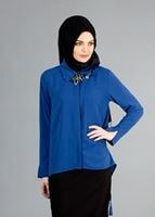 Tesettür giyim LACİVERT T 8047 Mısra Püsküllü Bluz