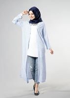 Vêtements hijab BLEU VESTE LONGUE POIS 8195