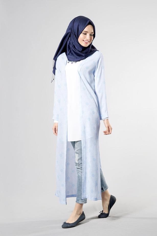 Vêtements hijab  POLKA DOTTED LONG JACKET 8195  - TRENDTESETTÜR