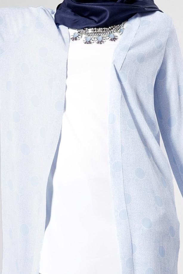 Vêtements hijab  POLKA DOTTED LONG JACKET 8195  - TRENDTESETTÜR