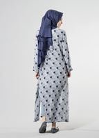 Tesettür giyim LACİVERT PUANTİYELİ UZUN CEKET 8195 