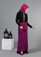 Tesettür giyim FUŞYA T 9211 Mısra Balık Etek