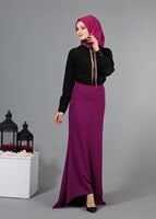 Tesettür giyim FUŞYA T 9211 Mısra Balık Etek