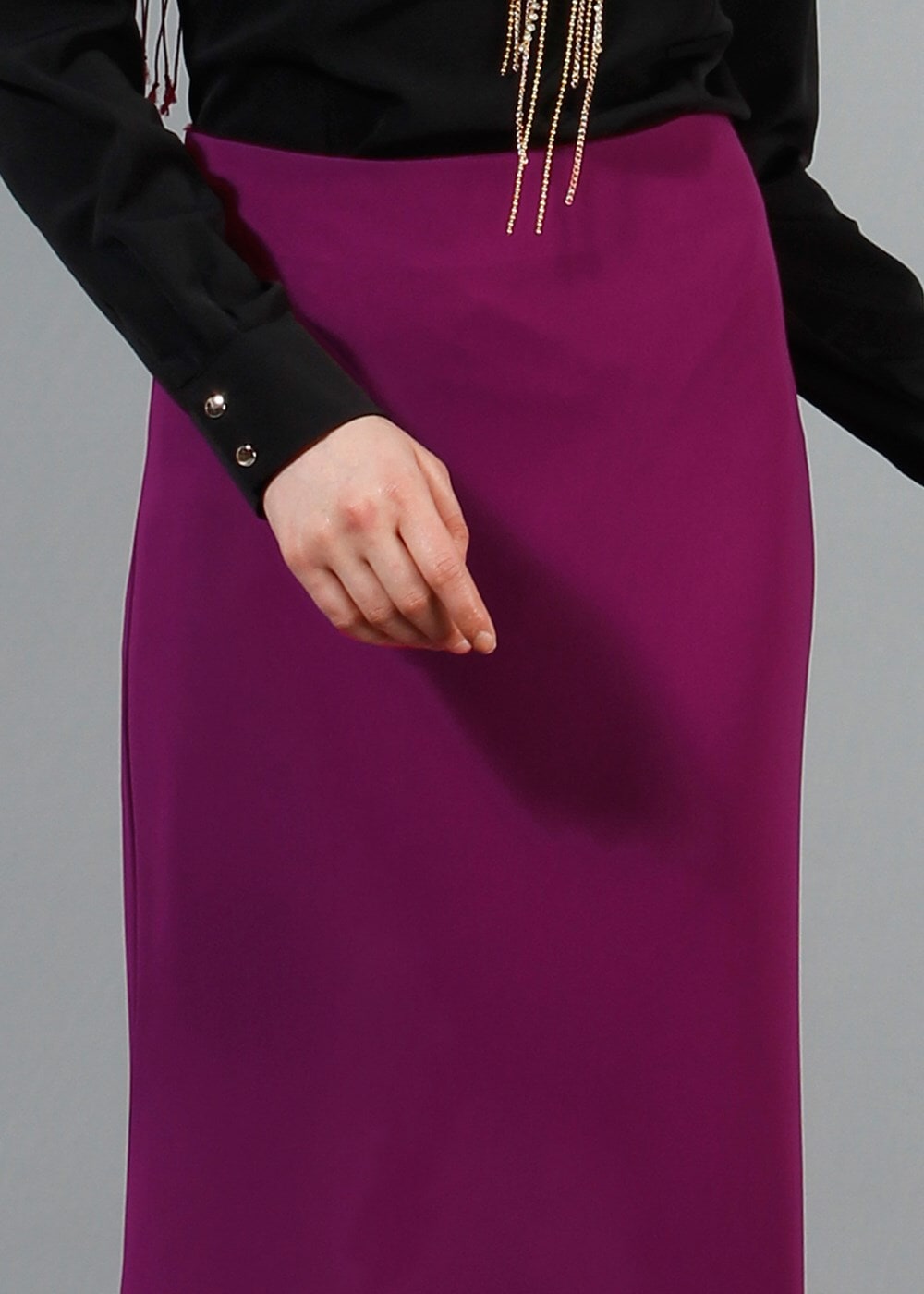 Tesettür giyim FUŞYA T 9211 Mısra Balık Etek